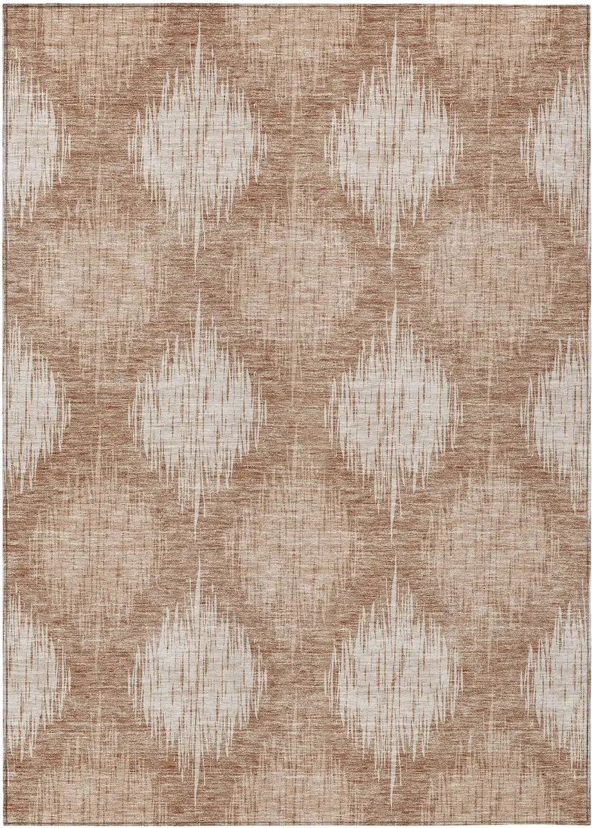 Coral And Terra Cotta Ikat Washable Indoor Outdoor Area Rug Photo 2