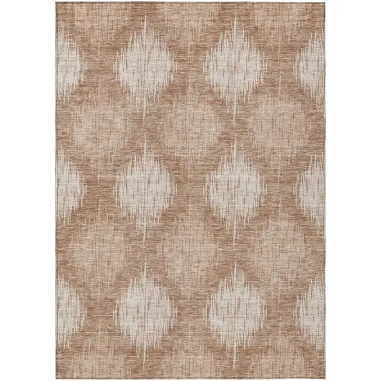 Coral And Terra Cotta Ikat Washable Indoor Outdoor Area Rug Photo 2