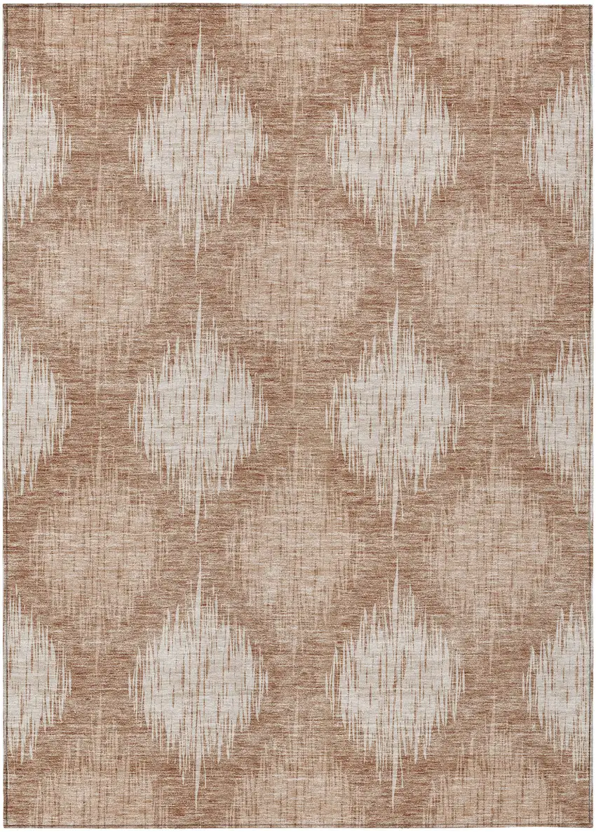 Coral And Terra Cotta Ikat Washable Indoor Outdoor Area Rug Photo 2