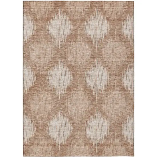 Coral And Terra Cotta Ikat Washable Indoor Outdoor Area Rug Photo 2