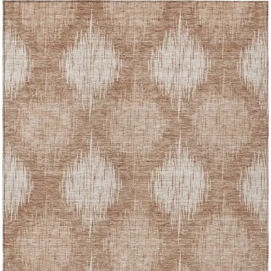 Coral And Terra Cotta Ikat Washable Indoor Outdoor Area Rug Photo 6