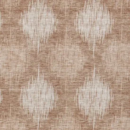 Coral And Terra Cotta Ikat Washable Indoor Outdoor Area Rug Photo 6