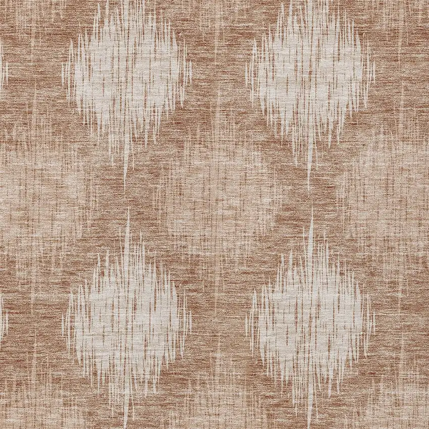 Coral And Terra Cotta Ikat Washable Indoor Outdoor Area Rug Photo 6