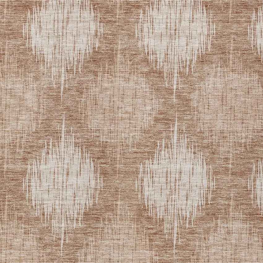 Coral And Terra Cotta Ikat Washable Indoor Outdoor Area Rug Photo 6