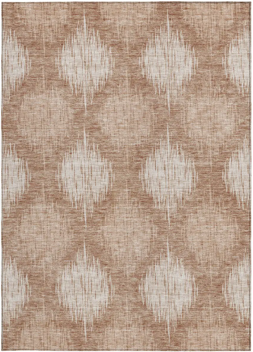 Coral And Terra Cotta Ikat Washable Indoor Outdoor Area Rug Photo 7