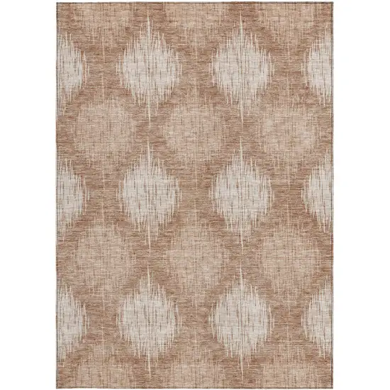 Coral And Terra Cotta Ikat Washable Indoor Outdoor Area Rug Photo 7