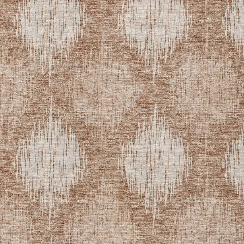 Coral And Terra Cotta Ikat Washable Indoor Outdoor Area Rug Photo 6
