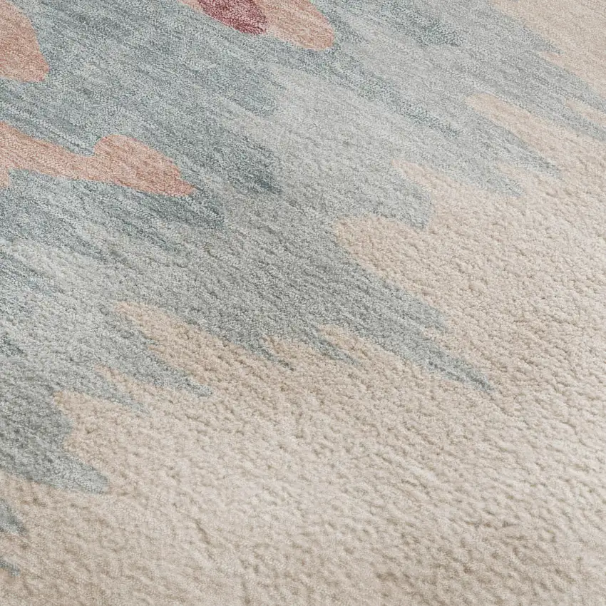 Coral Beige And Gray Abstract Washable Area Rug With UV Protection Photo 2