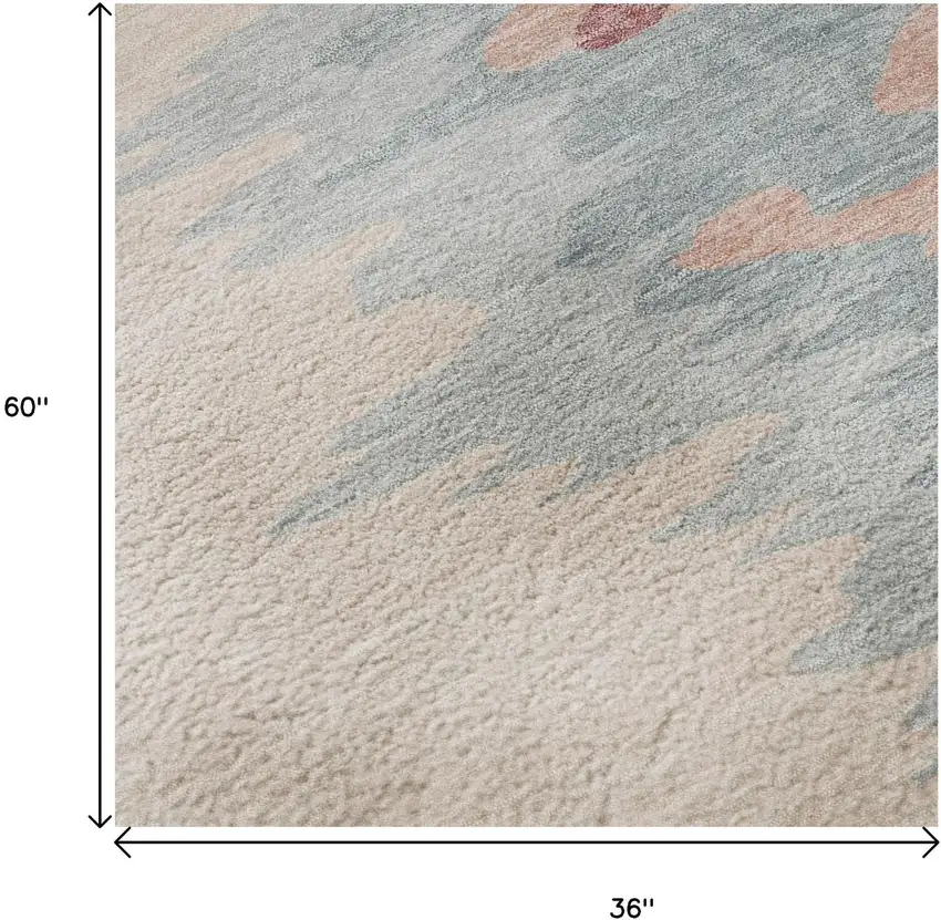 Coral Beige And Gray Abstract Washable Area Rug With UV Protection Photo 9