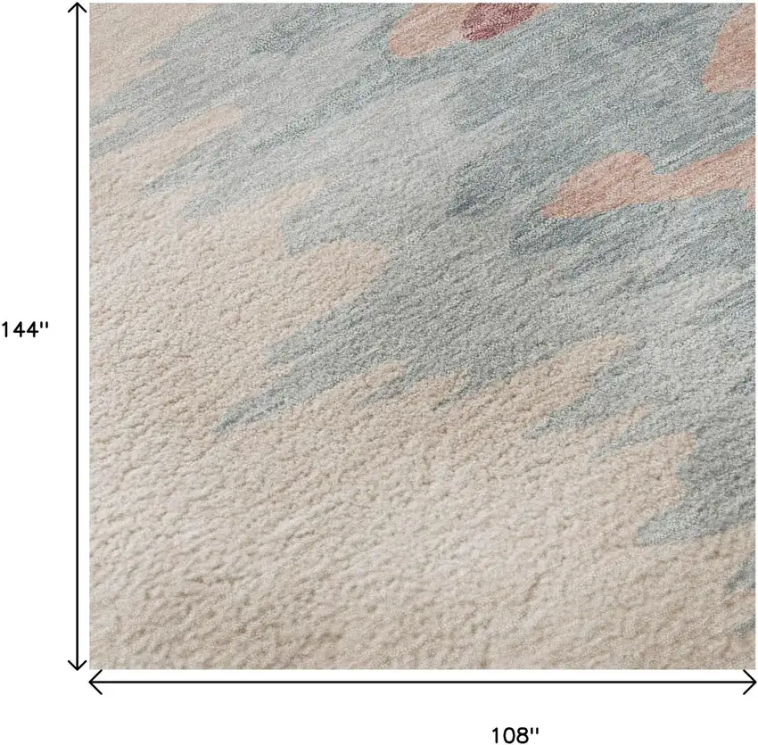 Coral Beige And Gray Abstract Washable Area Rug With UV Protection Photo 9