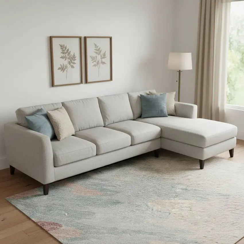 Coral Beige And Gray Abstract Washable Area Rug With UV Protection Photo 2