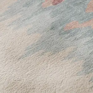 Photo of Coral Beige And Gray Abstract Washable Area Rug With UV Protection