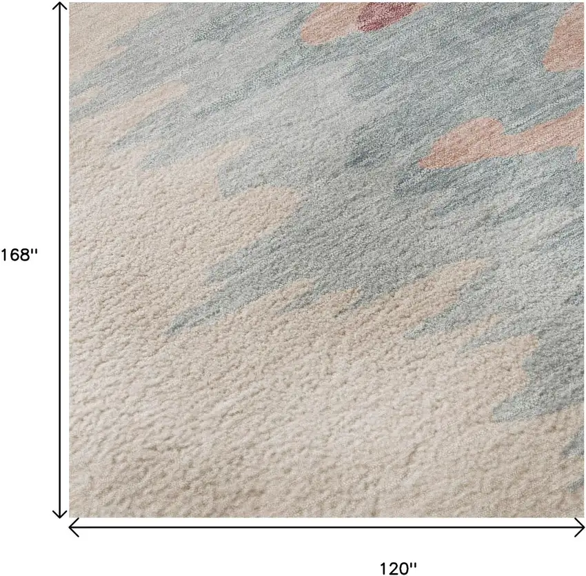 Coral Beige And Gray Abstract Washable Area Rug With UV Protection Photo 9