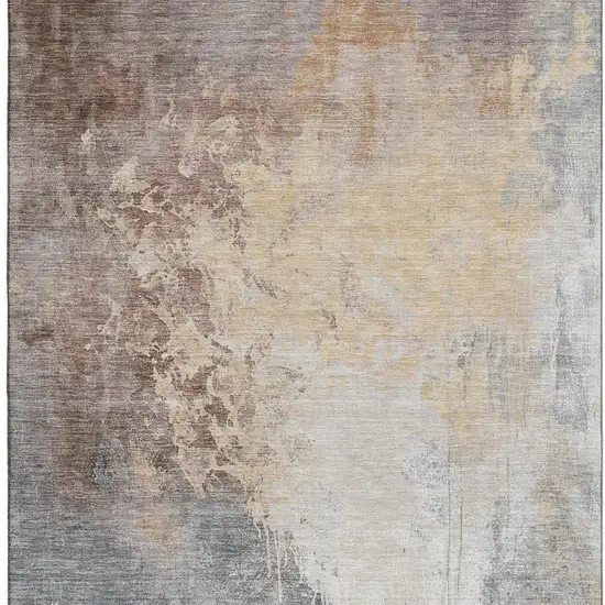 Coral Beige And Ivory Abstract Washable Area Rug With UV Protection Photo 4