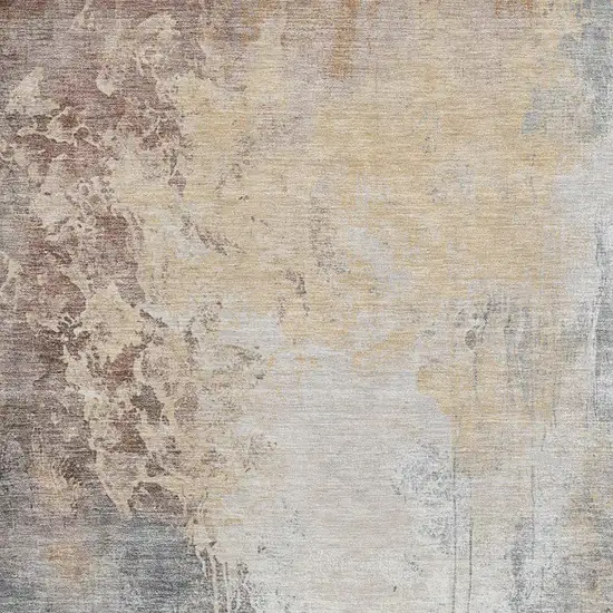 Coral Beige And Ivory Abstract Washable Area Rug With UV Protection Photo 2