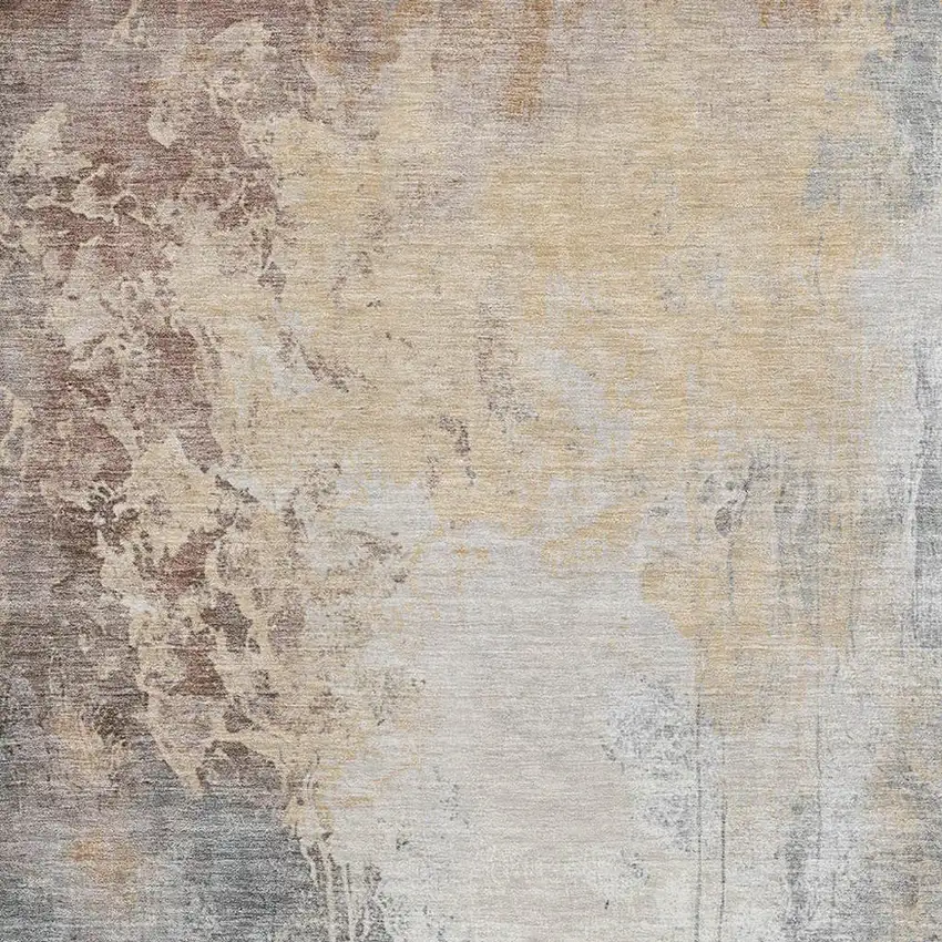 Coral Beige And Ivory Abstract Washable Area Rug With UV Protection Photo 2