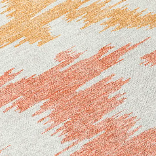 Coral Beige And Orange Abstract Washable Indoor Outdoor Area Rug Photo 5