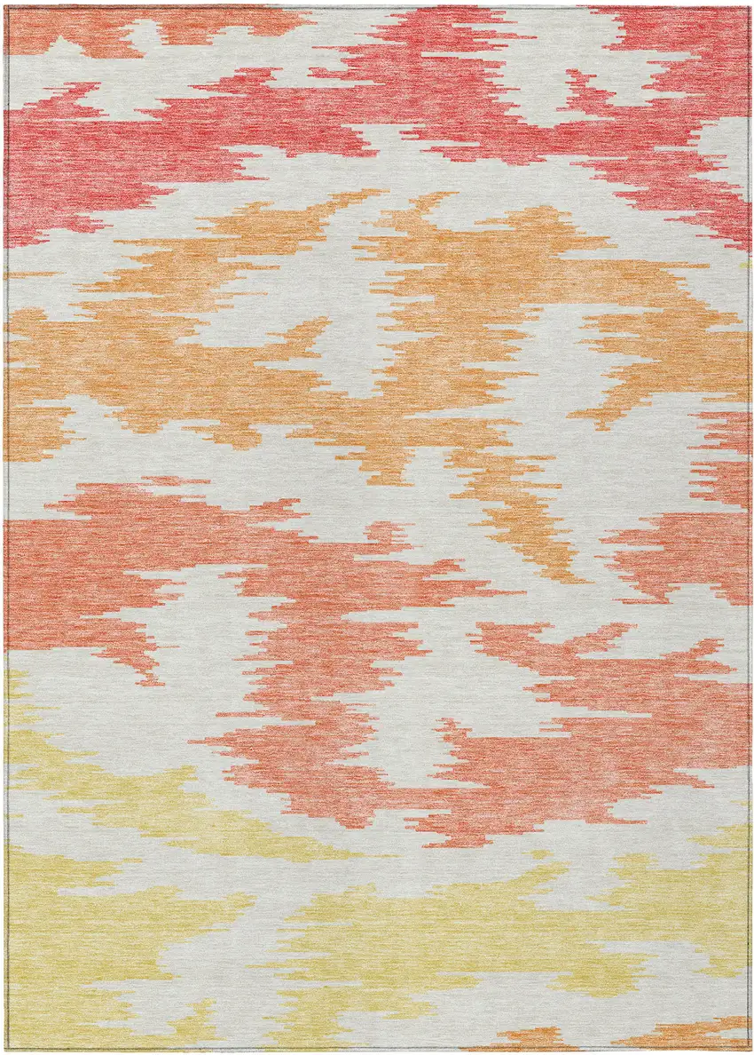 Coral Beige And Orange Abstract Washable Indoor Outdoor Area Rug Photo 2