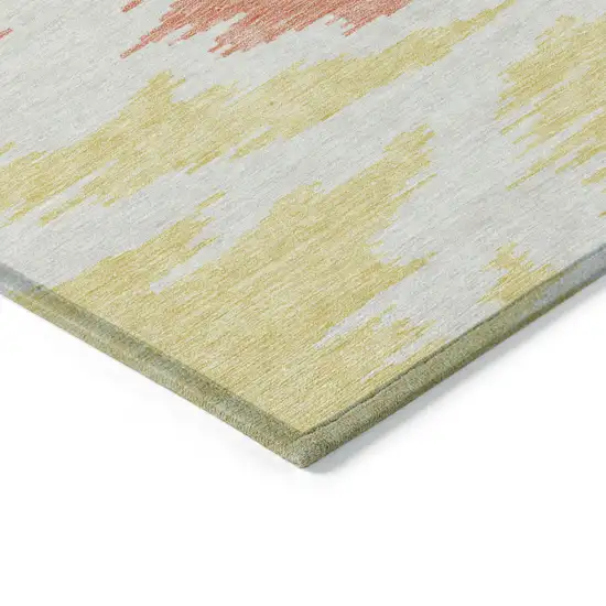 Coral Beige And Orange Abstract Washable Indoor Outdoor Area Rug Photo 4
