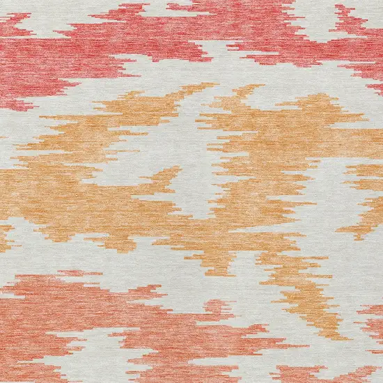 Coral Beige And Orange Abstract Washable Indoor Outdoor Area Rug Photo 6