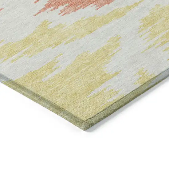 Coral Beige And Orange Abstract Washable Indoor Outdoor Area Rug Photo 4