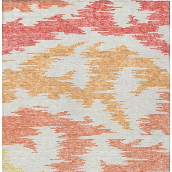 Coral Beige And Orange Abstract Washable Indoor Outdoor Area Rug Photo 6