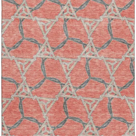 Coral Beige And Taupe Geometric Washable Area Rug With UV Protection Photo 2