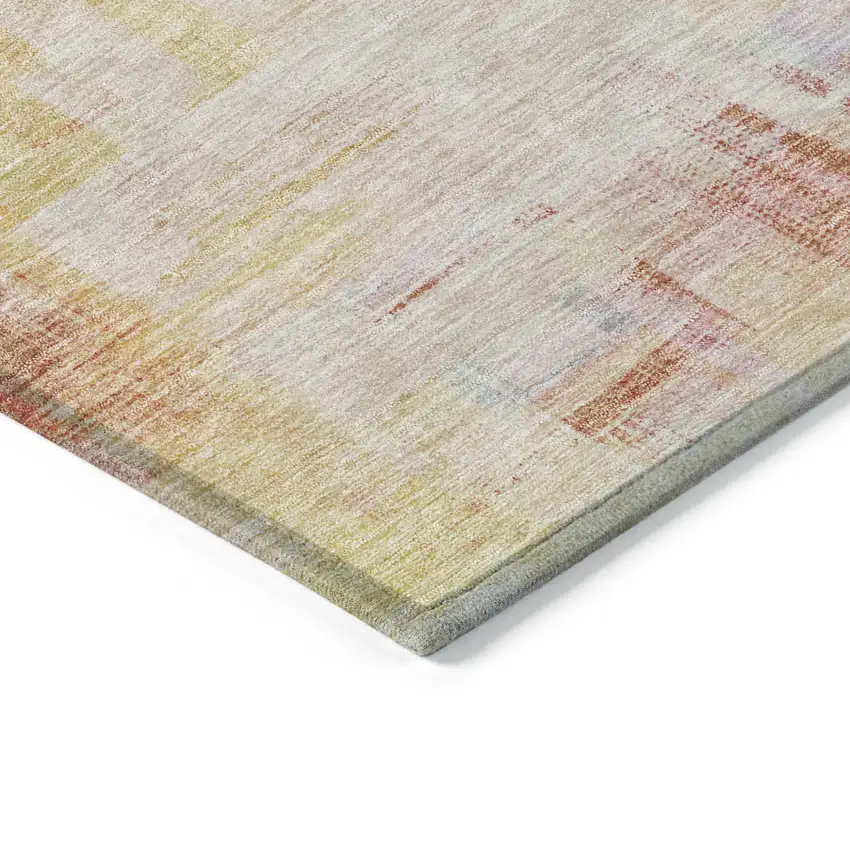 Coral Blue And Green Abstract Washable Indoor Outdoor Area Rug Photo 4