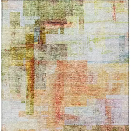 Coral Blue And Green Abstract Washable Indoor Outdoor Area Rug Photo 7