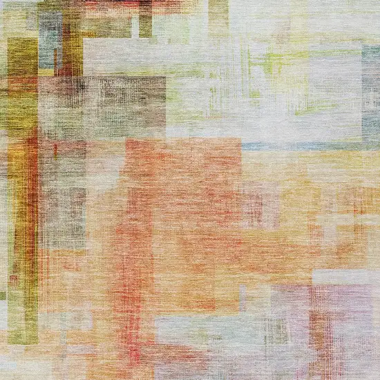 Coral Blue And Green Abstract Washable Indoor Outdoor Area Rug Photo 6