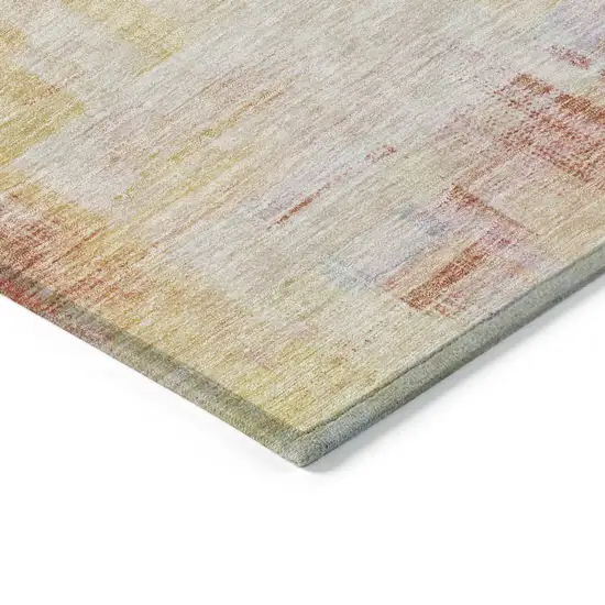 Coral Blue And Green Abstract Washable Indoor Outdoor Area Rug Photo 4