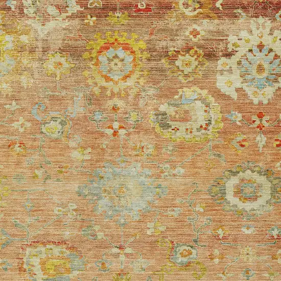 Coral Blue And Green Floral Washable Indoor Outdoor Area Rug Photo 6