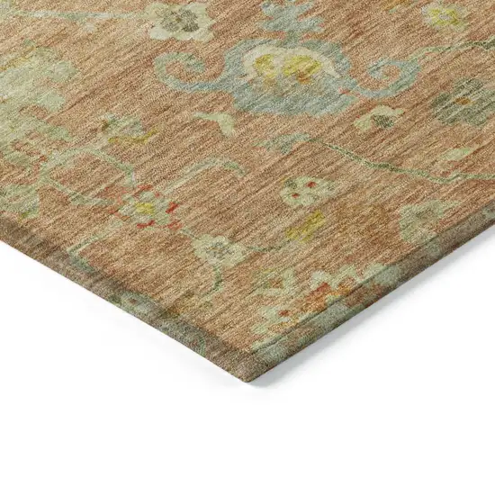 Coral Blue And Green Floral Washable Indoor Outdoor Area Rug Photo 4