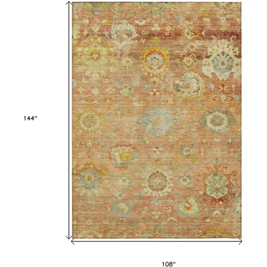 Coral Blue And Green Floral Washable Indoor Outdoor Area Rug Photo 8