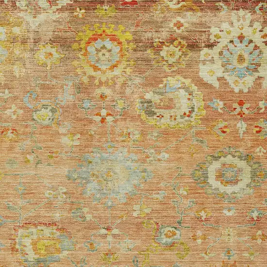 Coral Blue And Green Floral Washable Indoor Outdoor Area Rug Photo 6