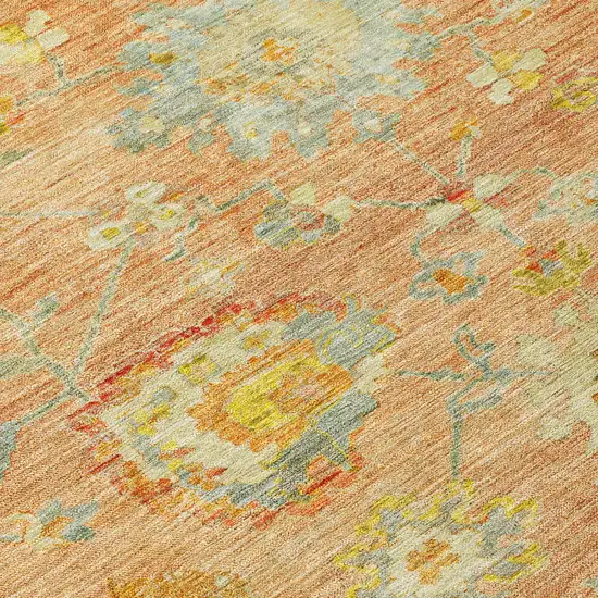 Coral Blue And Green Floral Washable Indoor Outdoor Area Rug Photo 5