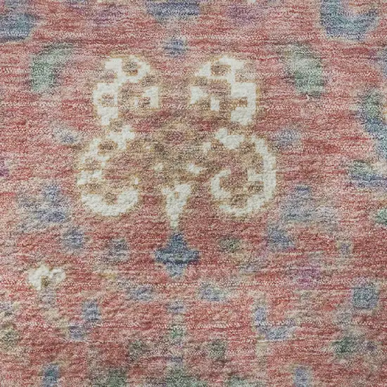 Coral Blue And Ivory Oriental Washable Area Rug With UV Protection Photo 8