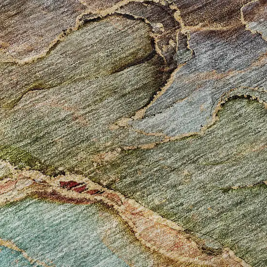 Coral Blue And Purple Abstract Washable Area Rug With UV Protection Photo 9