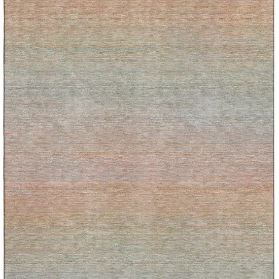 Coral Denim Blue And Salmon Striped Washable Area Rug With UV Protection Photo 4