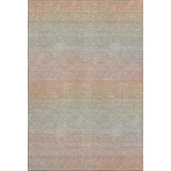 Coral Denim Blue And Salmon Striped Washable Area Rug With UV Protection Photo 3