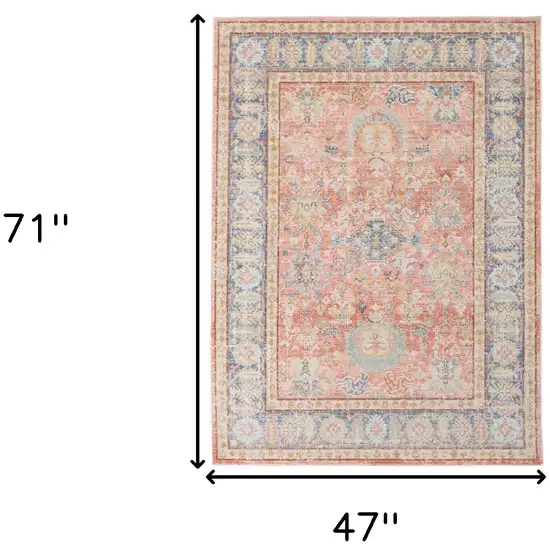 Coral Floral Power Loom Area Rug Photo 1