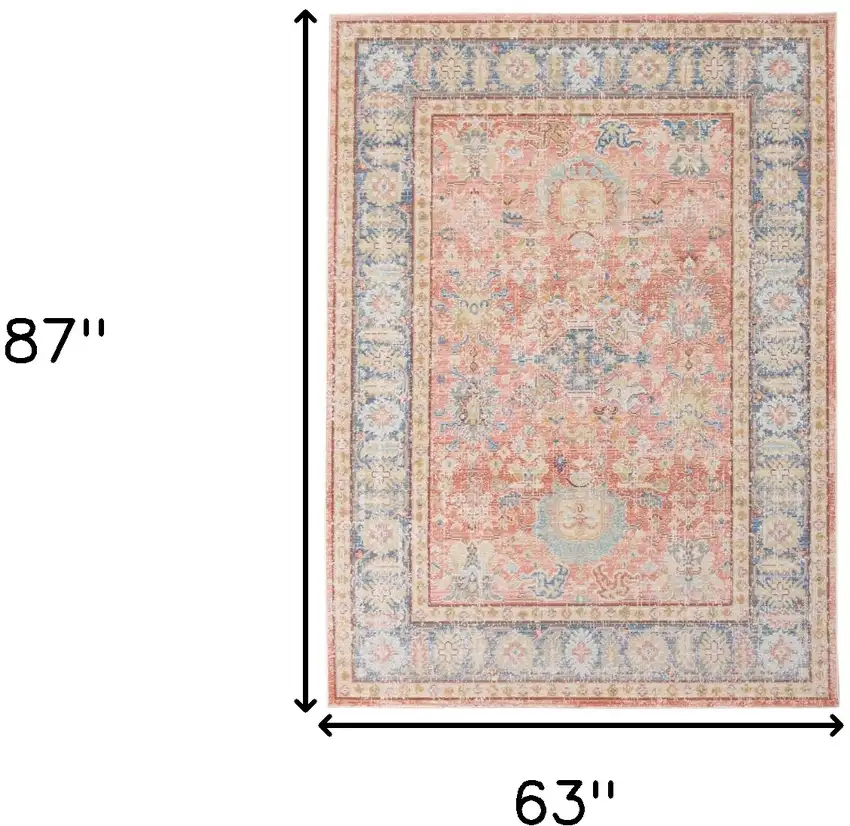 Coral Floral Power Loom Area Rug Photo 7