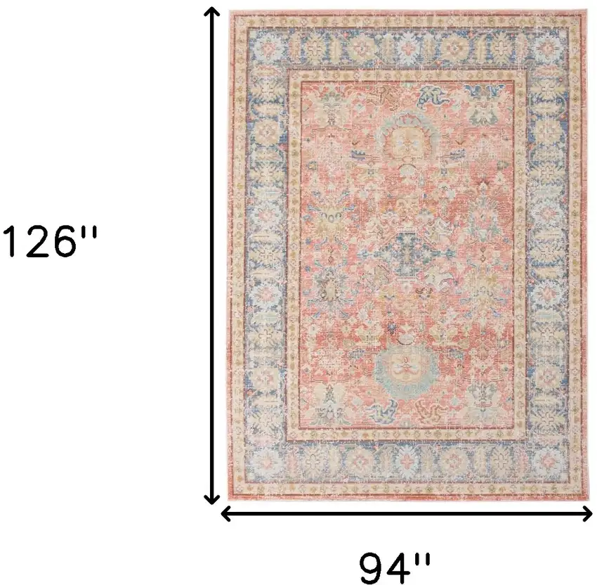 Coral Floral Power Loom Area Rug Photo 7