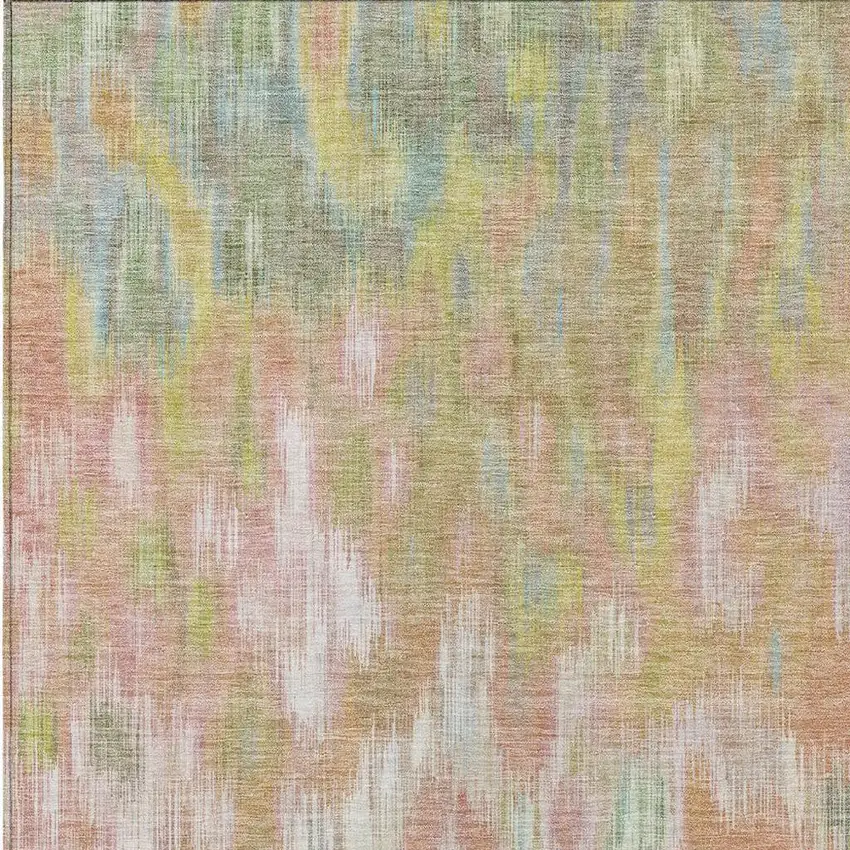 Coral Gold And Ivory Abstract Washable Indoor Outdoor Area Rug Photo 4