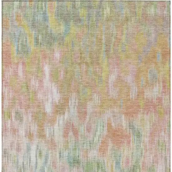 Coral Gold And Ivory Abstract Washable Indoor Outdoor Area Rug Photo 5