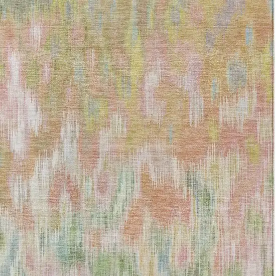 Coral Gold And Ivory Abstract Washable Indoor Outdoor Area Rug Photo 4