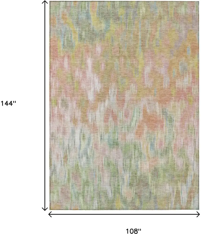 Coral Gold And Ivory Abstract Washable Indoor Outdoor Area Rug Photo 9