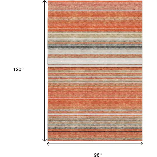 Coral Gray And Beige Striped Washable Area Rug With UV Protection Photo 7