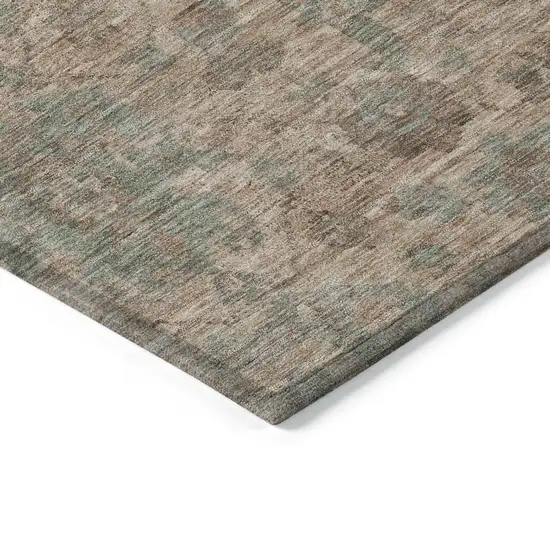 Coral Gray And Brown Damask Washable Indoor Outdoor Area Rug Photo 4