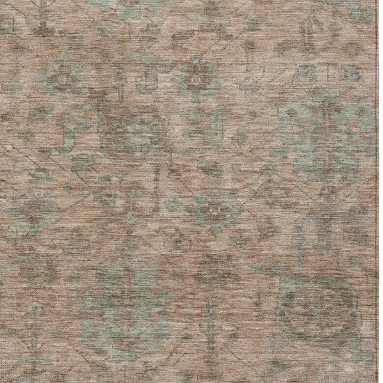 Coral Gray And Brown Damask Washable Indoor Outdoor Area Rug Photo 5